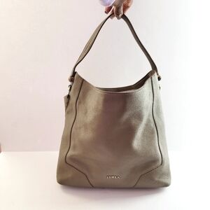 Furla Pebbled Leather Hobo Bag Beige